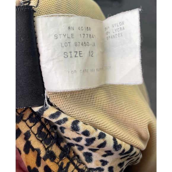 Vintage 1990s Leopard Print Halter Lace Up Bust High Cut Ome Piece Swimsuit M/L - Picture 9 of 10